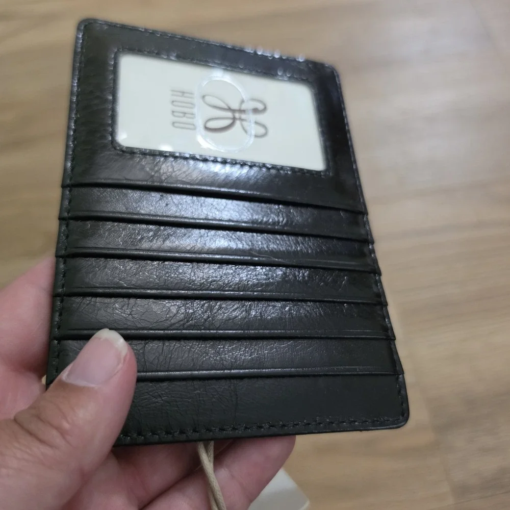 HOBO Euro Slide Leather Card Case Wallet NWT Black 100% Genuine Leather